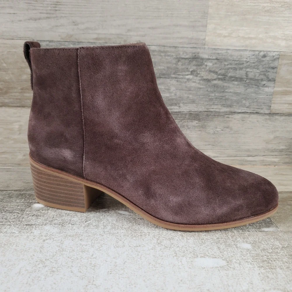 Dr Scholls Anya Womens Bootie Sz 9 M Dark Brown Side Zip Block Heel Ankle Boot